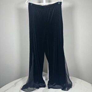 Black Velvet Pants with Side Mesh Flare